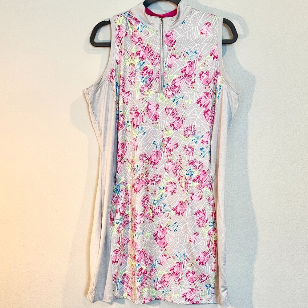 Pebble Beach Floral Sleeveless Golf Dress with Zipper - L